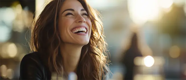 conocer mas sostentabilidad, mujer sonriendo mirando hacia arriba